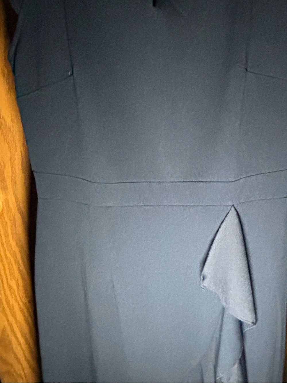 Classic beautiful navy blue Sleeveless Sheath Dress with Front Draped